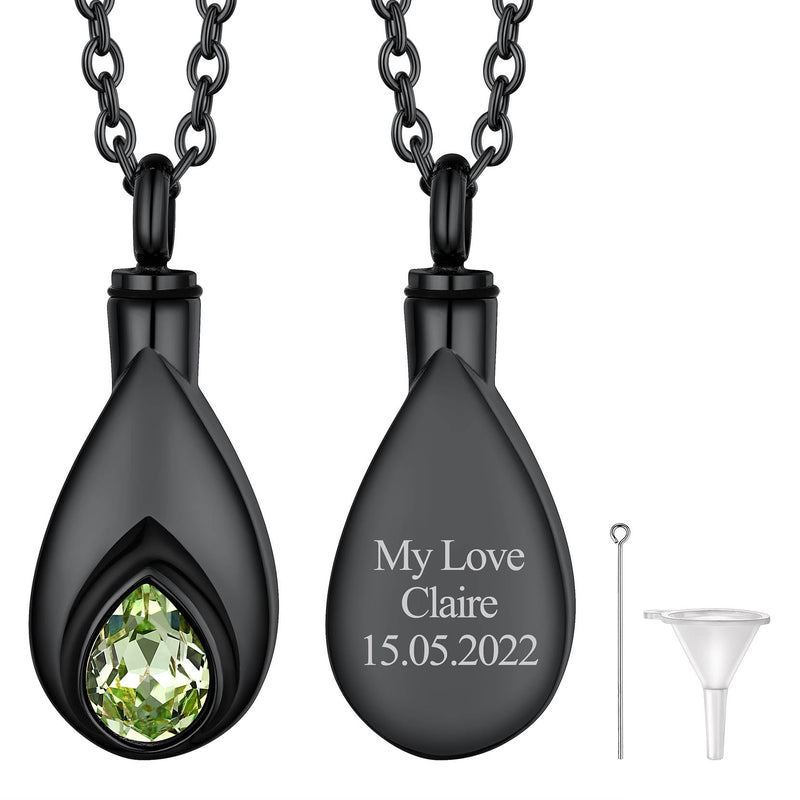 Custom Cremation Tear Drop Birthstone Urn Ashes Necklace for