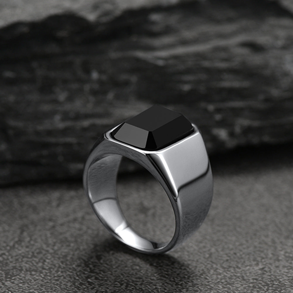Black Onyx Stone Ring Signet Ring for Size 07-12