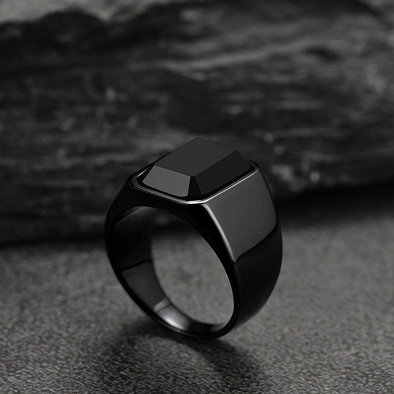 Black Onyx Stone Ring Signet Ring for Size 07-12