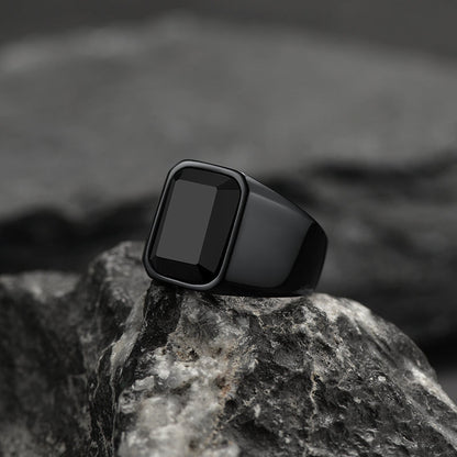 Black Onyx Stone Ring Signet Ring for Size 07-12