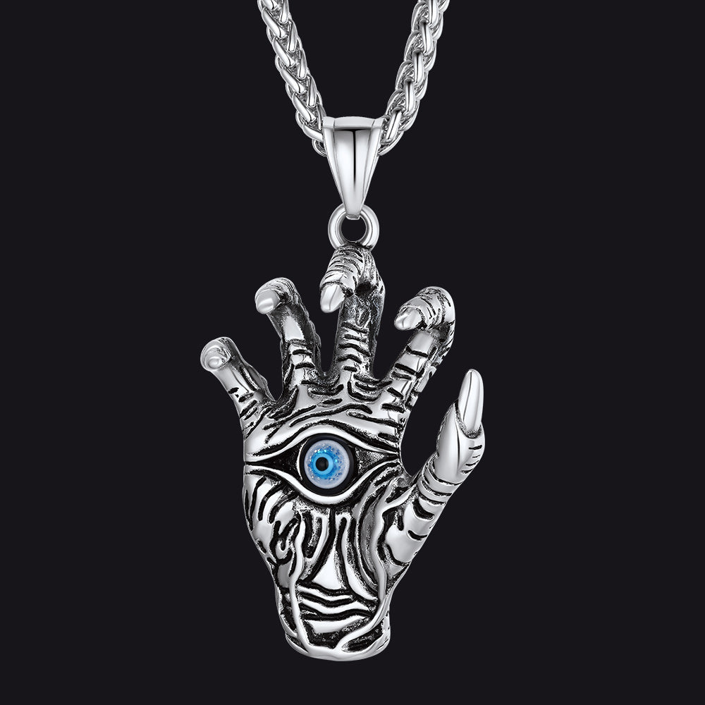 Dragon Claw Blue Evil Eye Pendant Necklace for