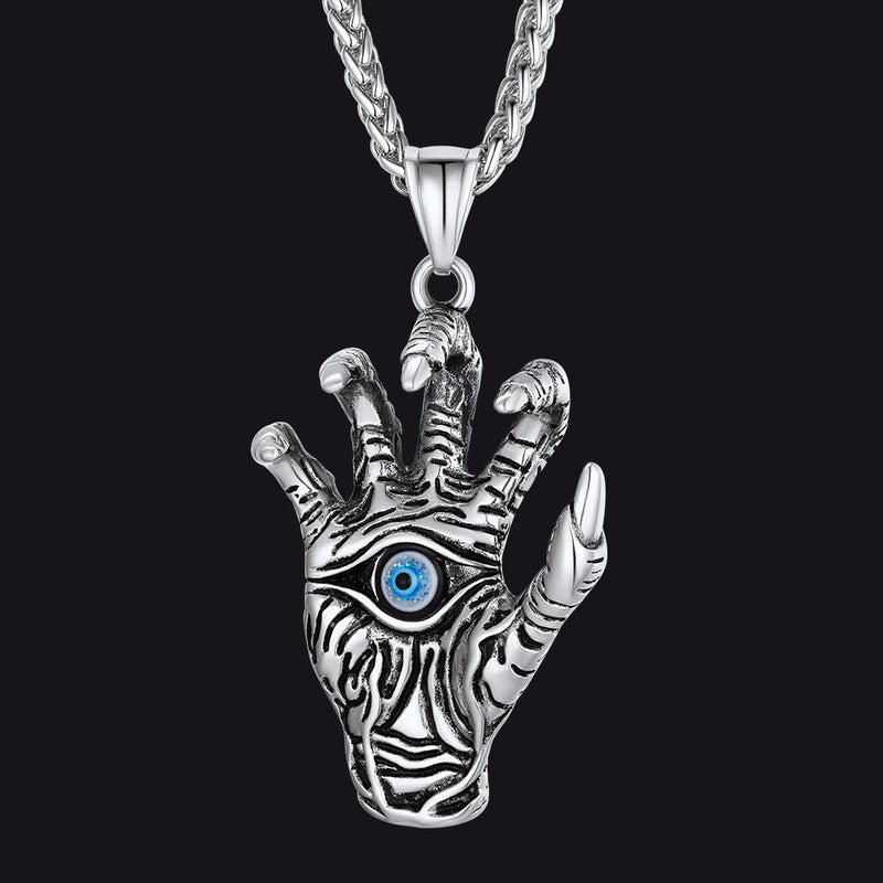 Dragon Claw Blue Evil Eye Pendant Necklace for