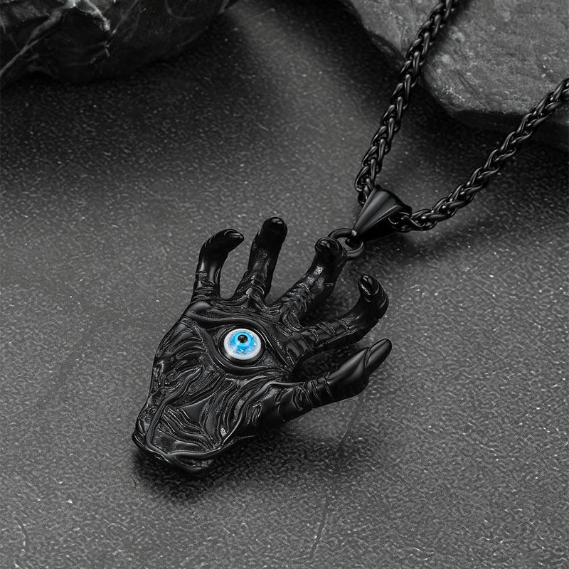 Dragon Claw Blue Evil Eye Pendant Necklace for
