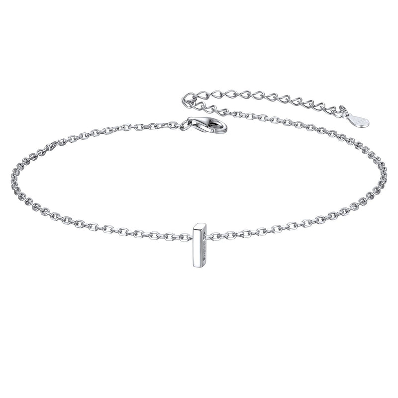 Sterling Silver Initial Cable Chain Ankle Bracelet for