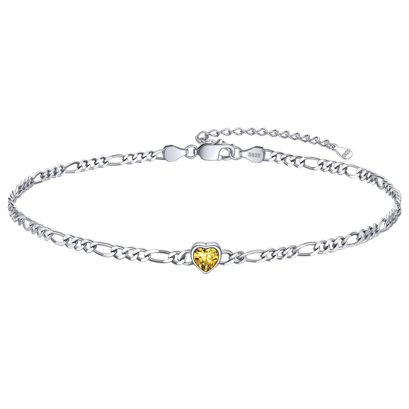 Personalized Sterling Silver Birthstone Dainty Heart Anklet for