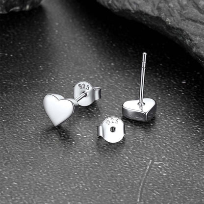 Sterling Silver Heart Stud Earrings for Kids