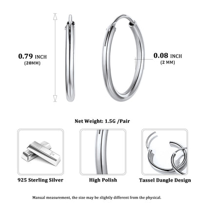 Sterling Silver Thin Hoop Earrings for