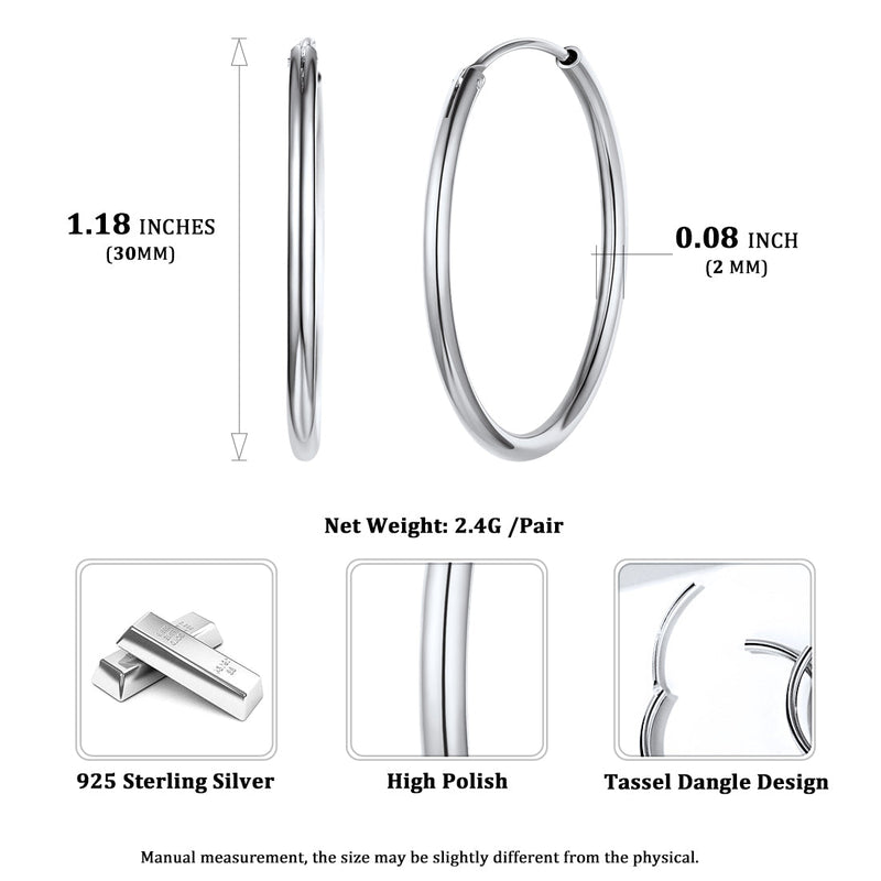 Sterling Silver Thin Hoop Earrings for