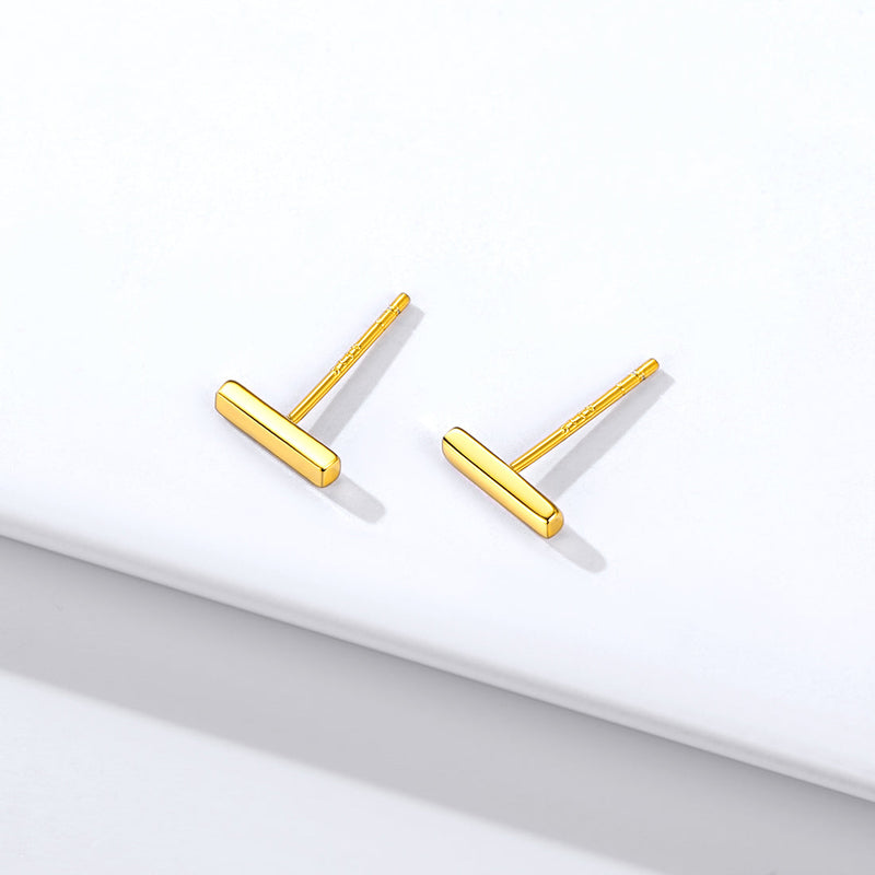 Sterling Silver Simple Bar Stud Earrings for