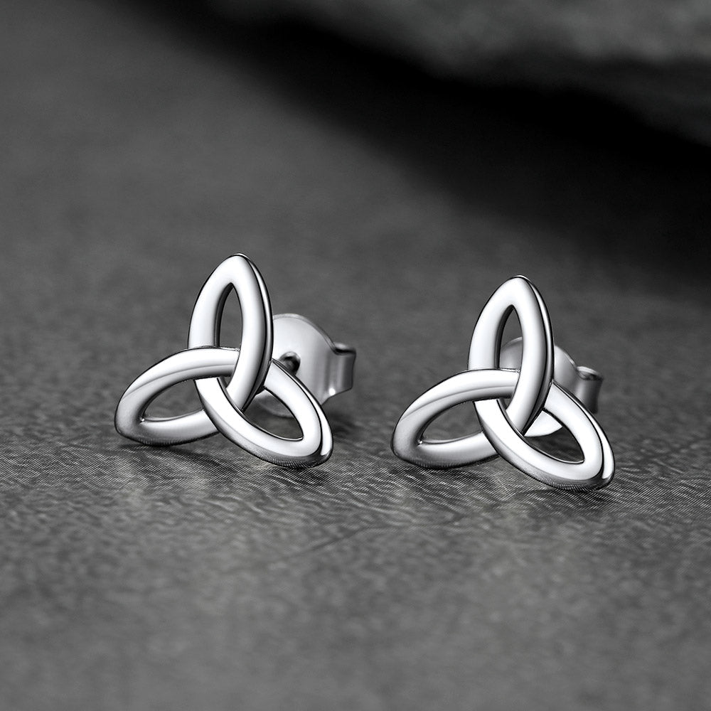 Silver Celtic Knot Stud Earrings for