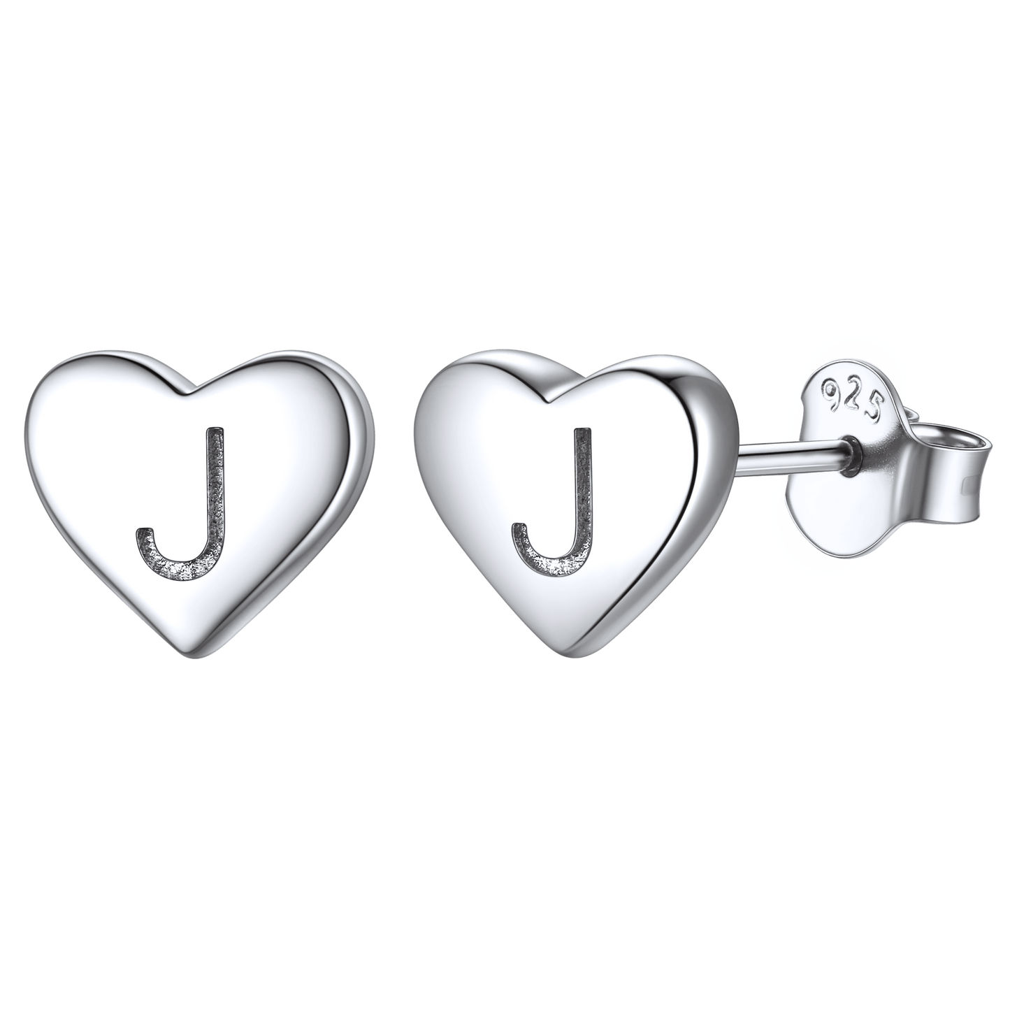 Sterling Silver Heart Initial Letter Stud Earrings for Girl Baby