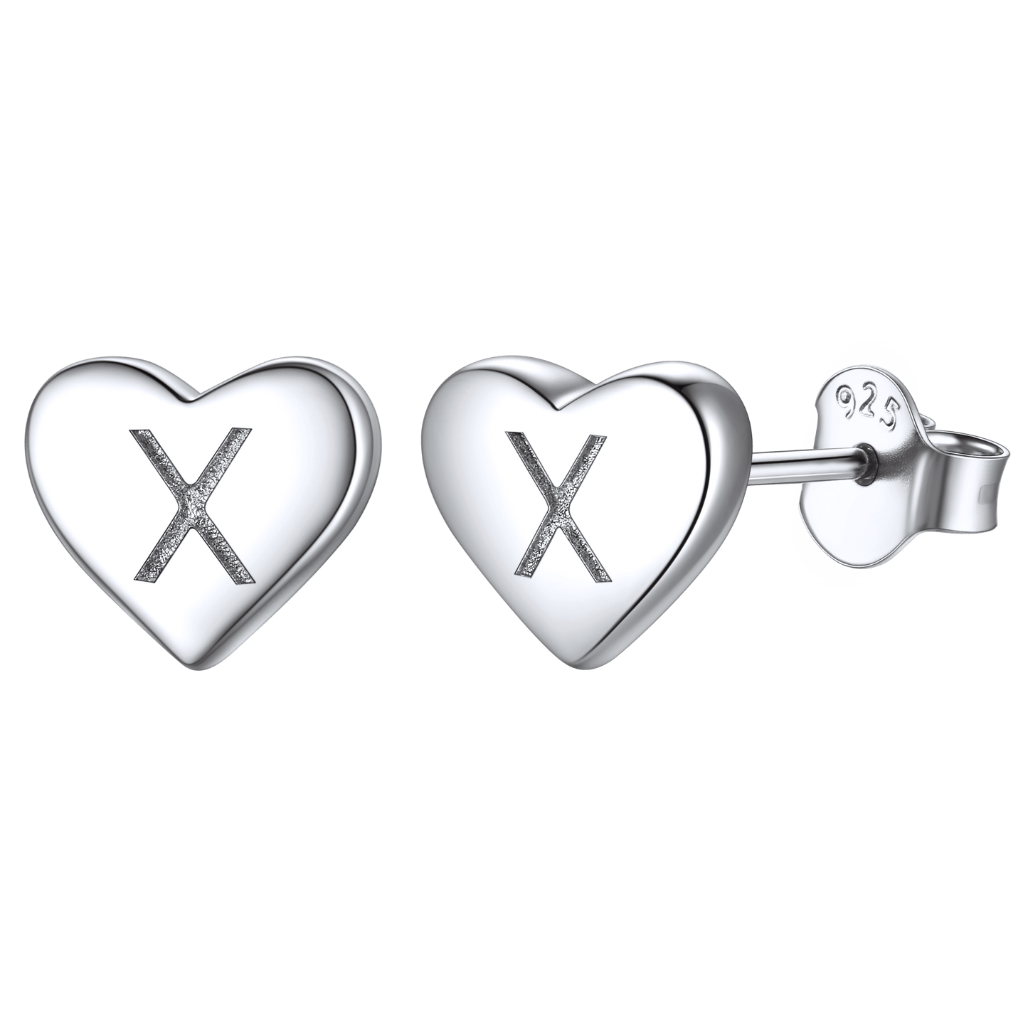 Sterling Silver Heart Initial Letter Stud Earrings for Girl Baby