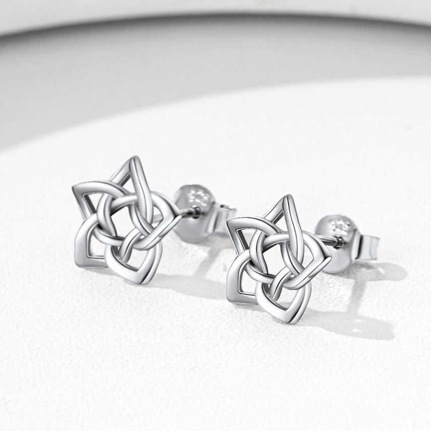 Celtic Pentagram Stud Earrings for