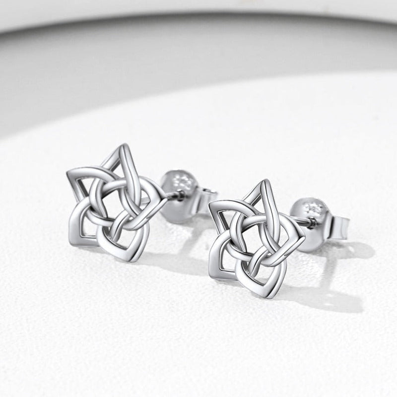 Celtic Pentagram Stud Earrings for