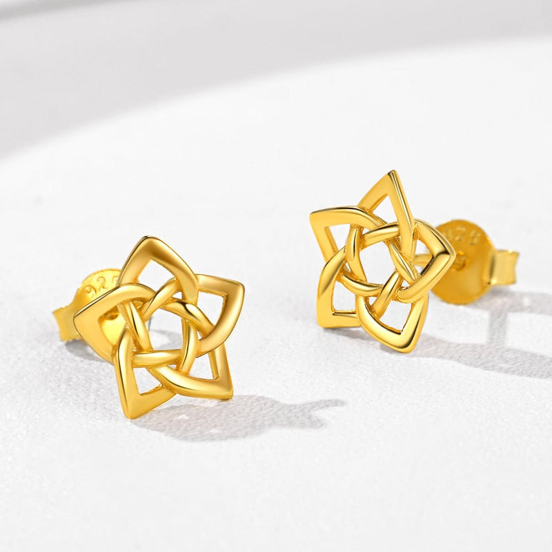 Celtic Pentagram Stud Earrings for