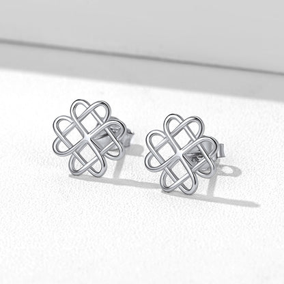 Silver Celtic Love Knot Stud Earrings for