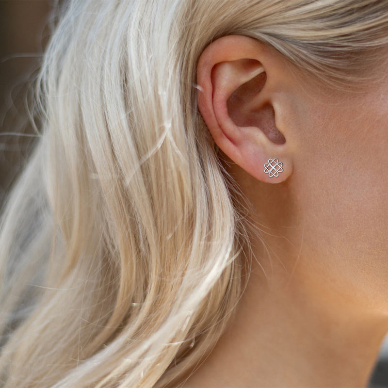 Silver Celtic Love Knot Stud Earrings for