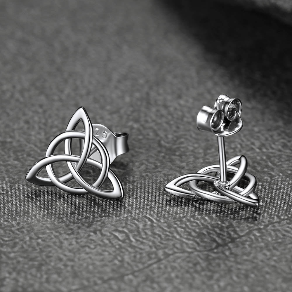 Sterling Silver Celtic Triquetra Stud Earrings for