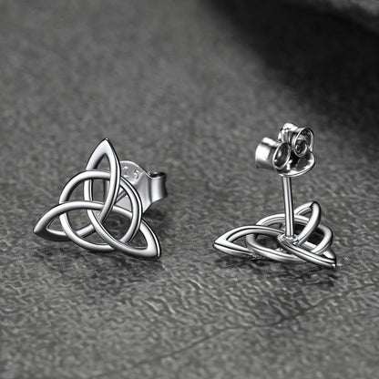 Sterling Silver Celtic Triquetra Stud Earrings for