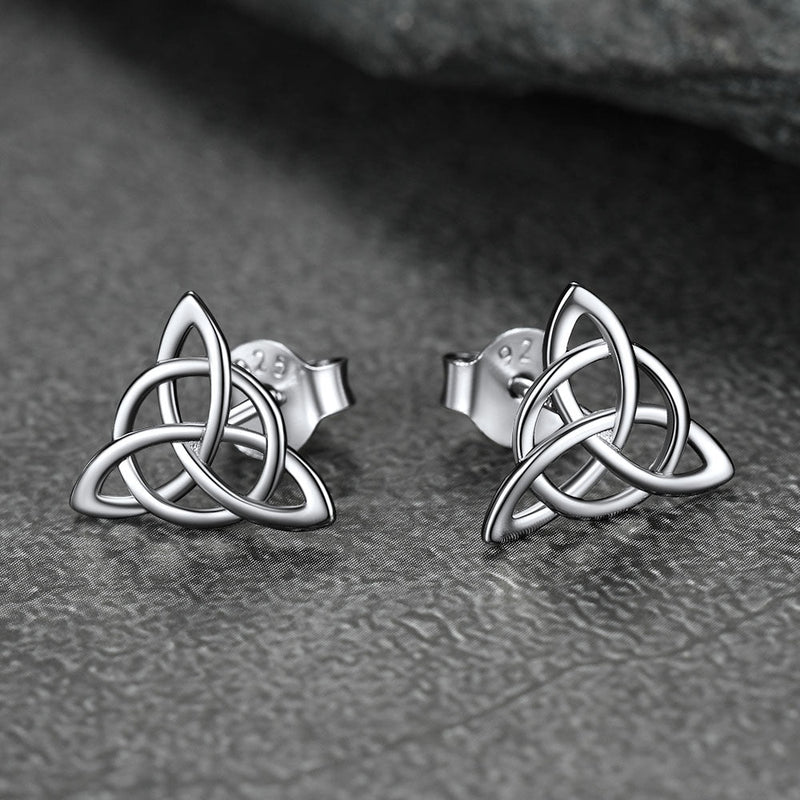 Sterling Silver Celtic Triquetra Stud Earrings for