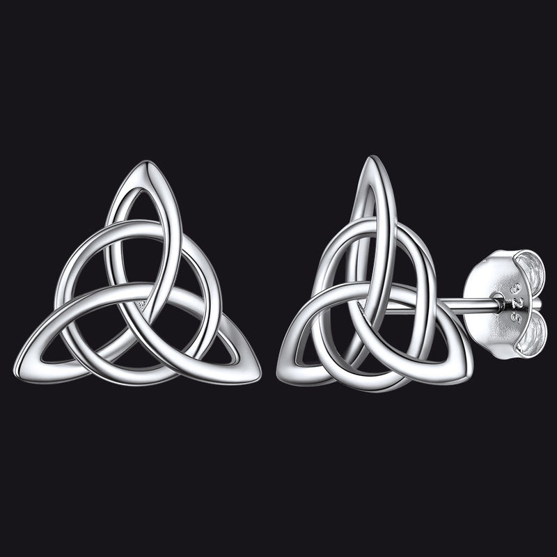 Sterling Silver Celtic Triquetra Stud Earrings for