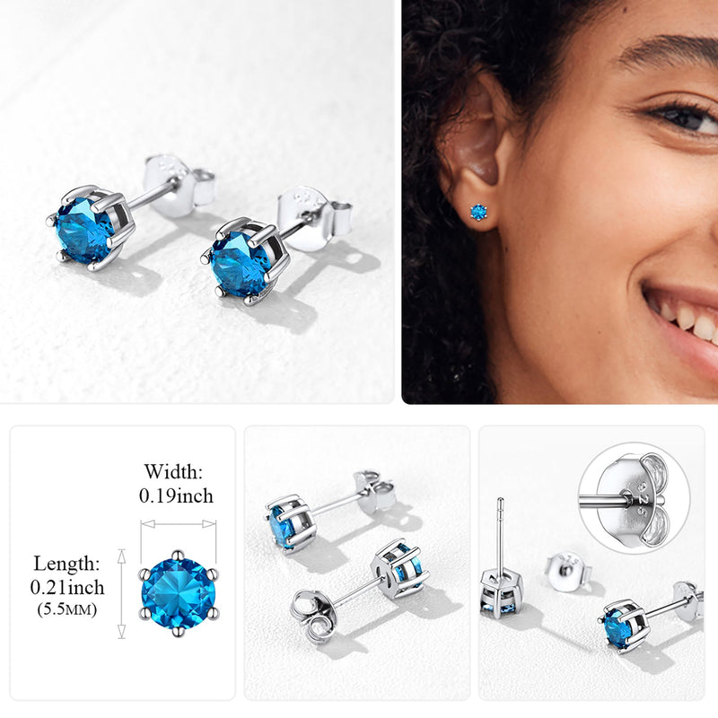 925 Sterling Silver Birthstone Stud Earrings for