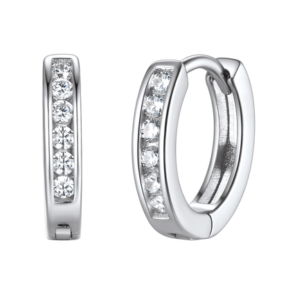Sterling Silver Black Onyx Huggie Hoop Earrings for