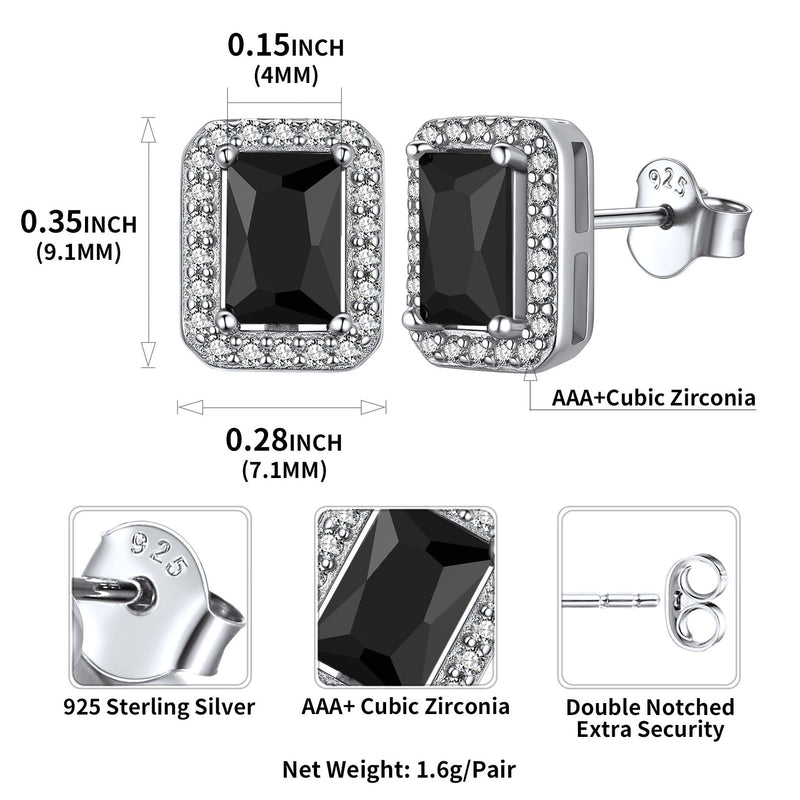 Silver Cubic Zirconia Square Cut Halo Stud Earrings for