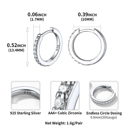 Sparkling Diamond Cartilage Huggie Hoop Earrings for in Sterling Silver