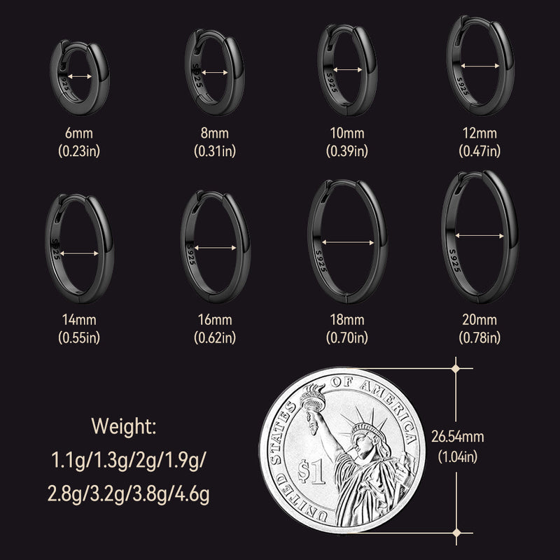 Classic Sterling Silver Huggie Hoop Earrings for