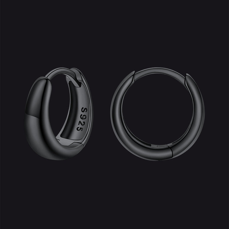 Simple Sterling Silver Thick Huggie Hoop Earrings for
