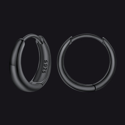 Simple Sterling Silver Thick Huggie Hoop Earrings for