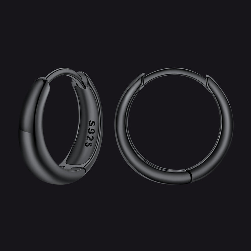 Simple Sterling Silver Thick Huggie Hoop Earrings for