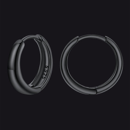 Simple Sterling Silver Thick Huggie Hoop Earrings for