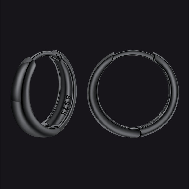 Simple Sterling Silver Thick Huggie Hoop Earrings for
