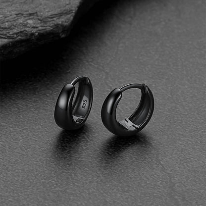 Simple Sterling Silver Thick Huggie Hoop Earrings for