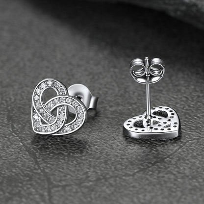 Zirconia Celtic Heart Stud Earrings for in Silver
