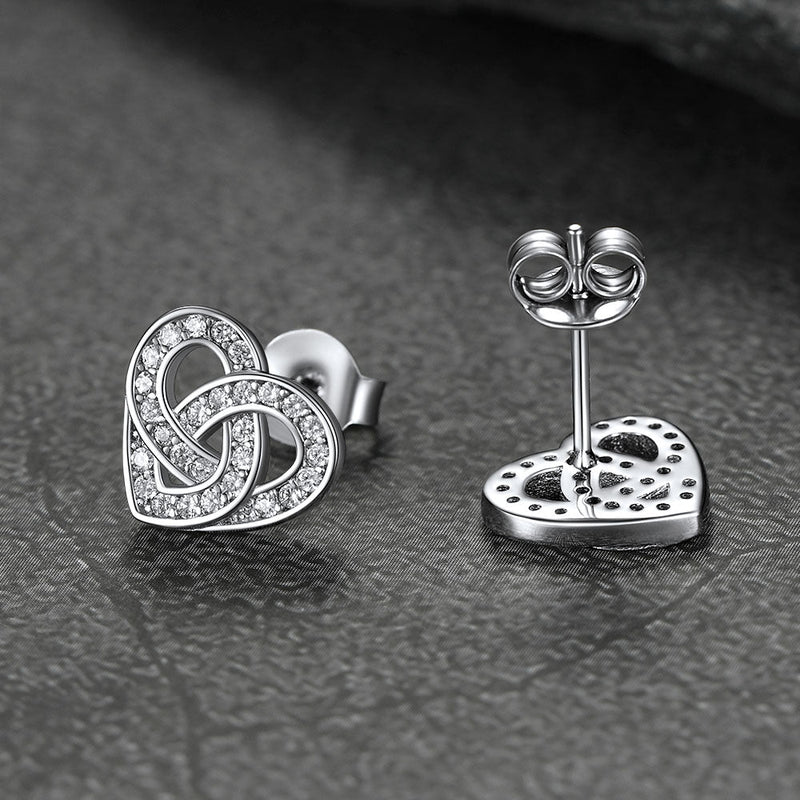 Zirconia Celtic Heart Stud Earrings for in Silver