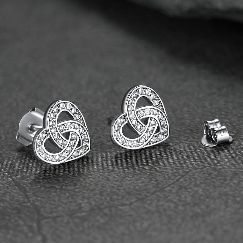 Zirconia Celtic Heart Stud Earrings for in Silver