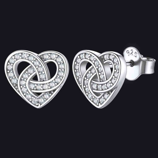Zirconia Celtic Heart Stud Earrings for in Silver