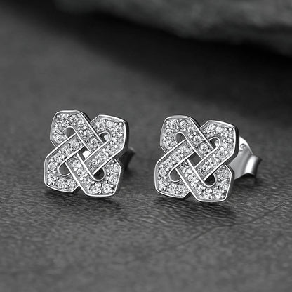 Cubic Zirconia Celtic Knot Earrings for in Silver