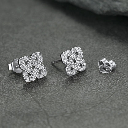 Cubic Zirconia Celtic Knot Earrings for in Silver