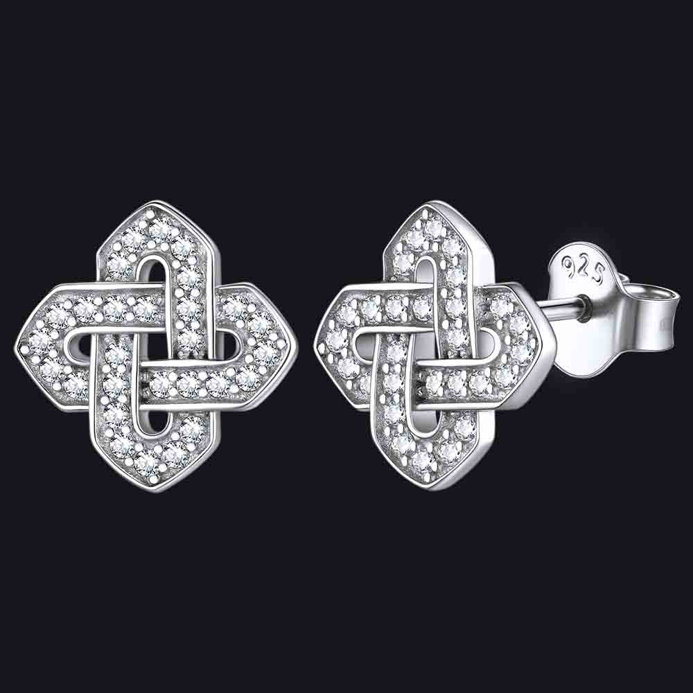 Cubic Zirconia Celtic Knot Earrings for in Silver