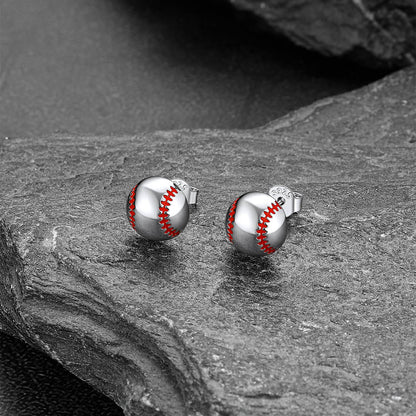 Sterling Silver Baseball Stud Earrings for
