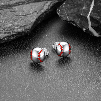 Sterling Silver Baseball Stud Earrings for