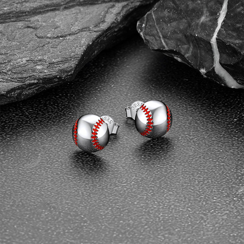 Sterling Silver Baseball Stud Earrings for
