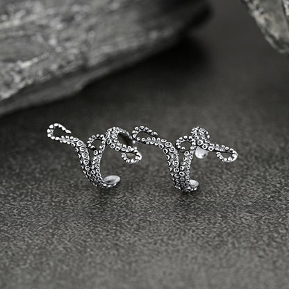 Sterling Silver Octopus Ear Cuff Earrings for
