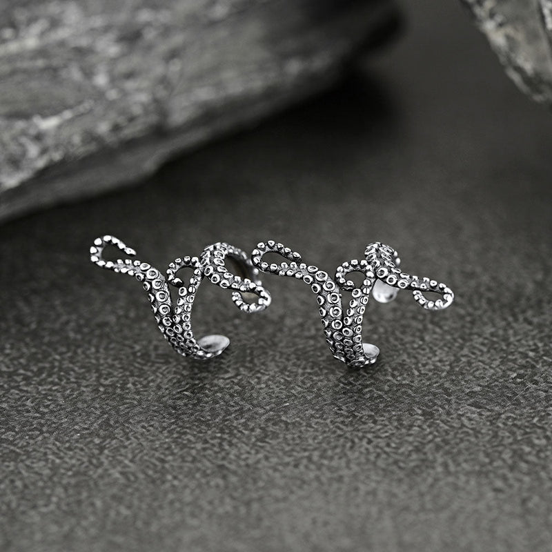 Sterling Silver Octopus Ear Cuff Earrings for