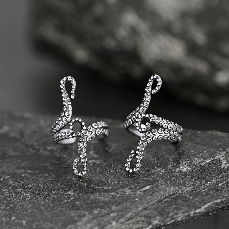 Sterling Silver Octopus Ear Cuff Earrings for