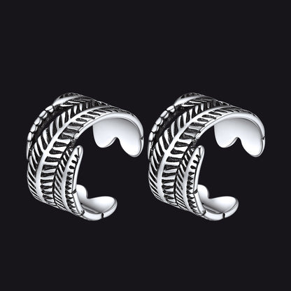 Sterling Silver Feather Ear Cuff Earrings for